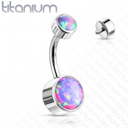 Piercing do pupíku - TITAN, opál (fialová)