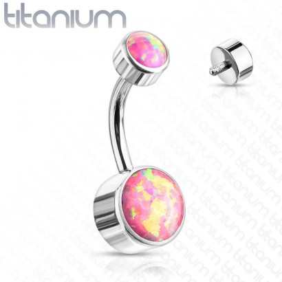 Piercing do pupíku - TITAN, opál (růžová)