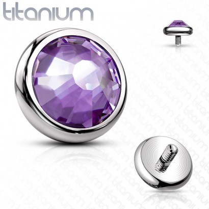 Náhradní kamínek k labretě TITAN, závit 1,2 mm, 3mm (fialová)