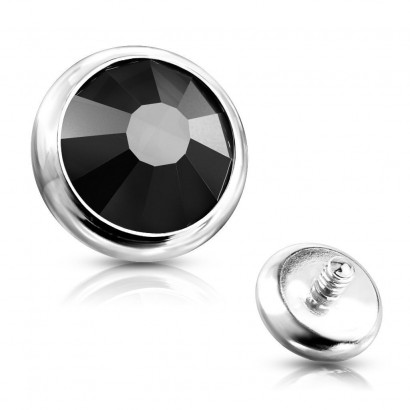 Ozdobný kamínek k mikrodermálu, průměr 4 mm, (černá)