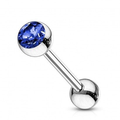 Piercing do jazyka - kamínek (tmavě modrá, 1,6 x 16 mm)