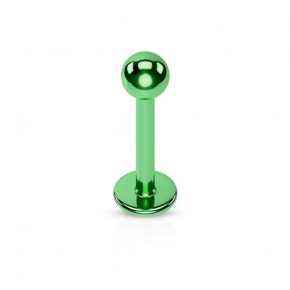 Piercing do brady - labreta (zelená, 1,2 x 6 x 3 mm)