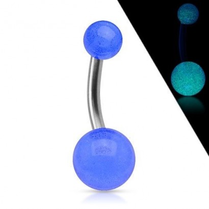 Fosforeskující piercing do pupíku - TITAN (fialová)