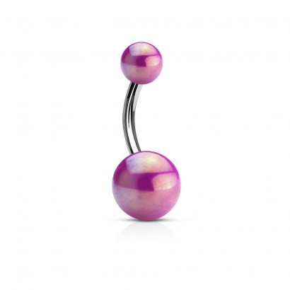 Piercing do pupíku - banánek metalické barvy (fialová)