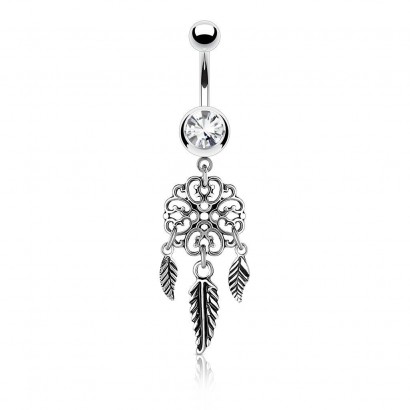 Piercing do pupíku - lapač snů (čirá)