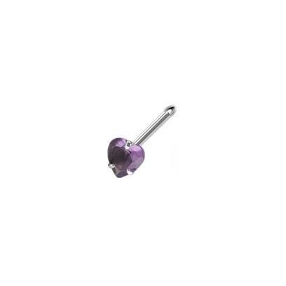 Piercing do nosu - srdíčko 3 mm (fialová)