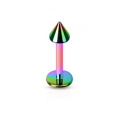 Piercing do brady - kónus (duhová, 3 x 3 mm, 1,2 x 8 mm)