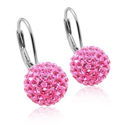 Stříbrné náušnice koule 10 mm s krystaly Crystals from Swarovski®, Rose