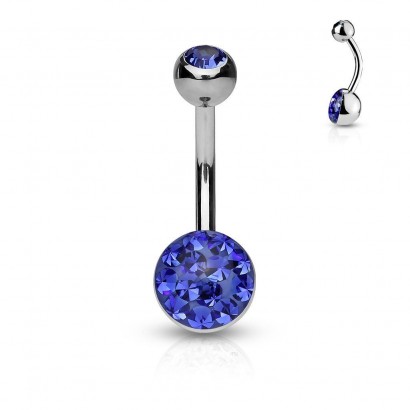 Piercing do pupíku zdobený Crystals from Swarovski® (modrá)