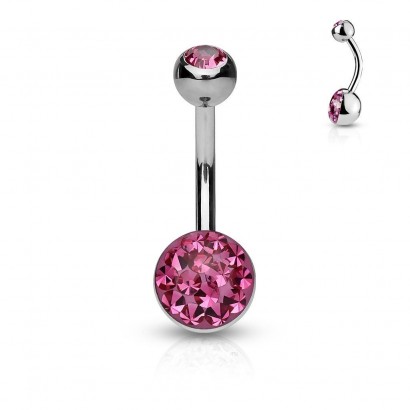 Piercing do pupíku zdobený Crystals from Swarovski® (růžová)