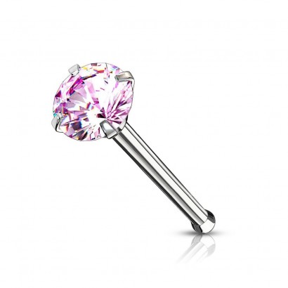 Piercing do nosu - růžový zirkon (2,5 mm)