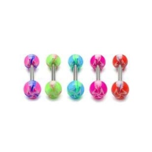Piercing činka chirurgická ocel s UV kuličkami electric