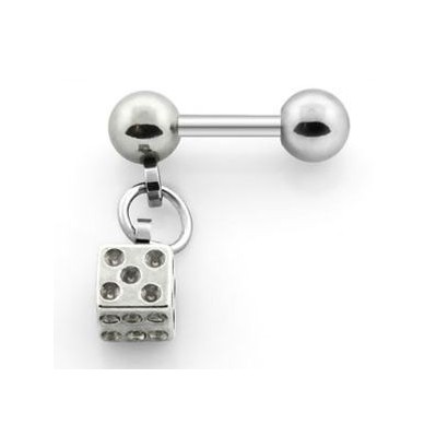 Piercing do ucha činka chirurgická ocel hrací kostka