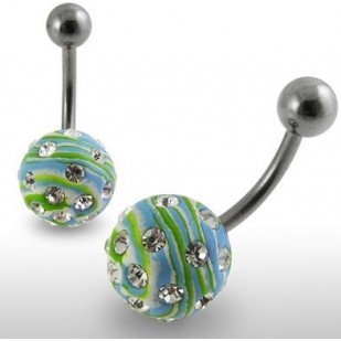 Piercing do pupíku fimo s krystalky PBFDBLY605