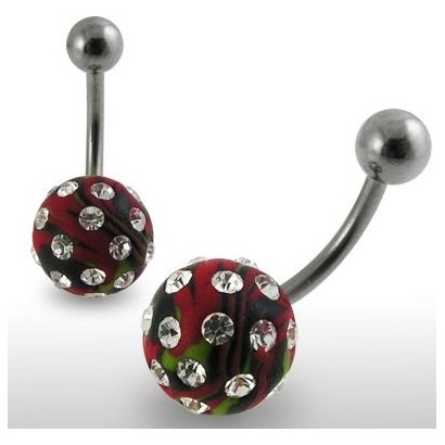 Piercing do pupíku fimo s krystalky PBFDBLY610