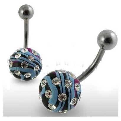 Piercing do pupíku fimo s krystalky PBFDBLY603