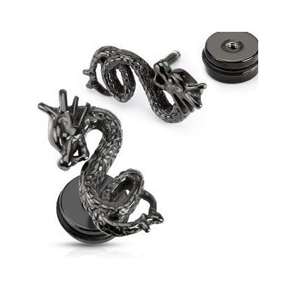 Piercing falešný plug černý drak HWPSFX672