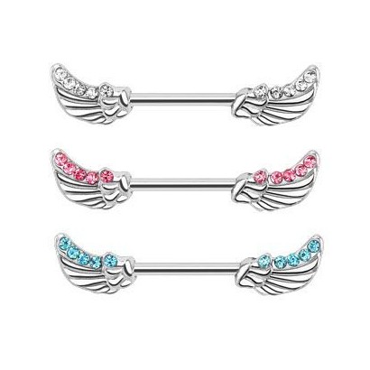 Piercing do bradavky chirurgická ocel křídla tyrkysová