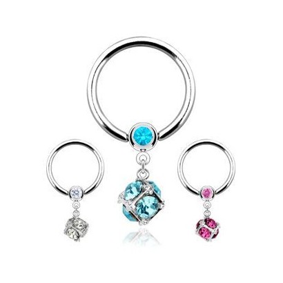 Piercing chirurgická ocel kroužek HWRSQ0436 (tyrkysový)