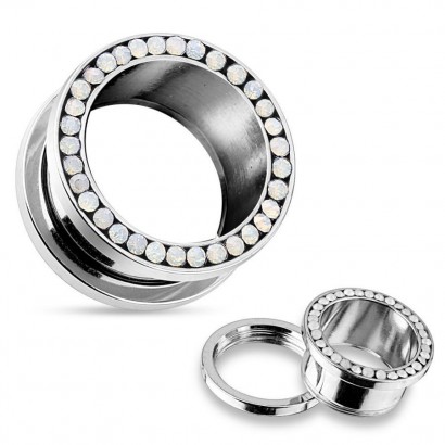 Tunel chirurgická ocel s opály HWPS91 (3 mm)