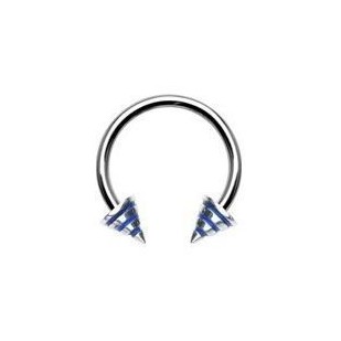 Piercing - podkova - modré proužky