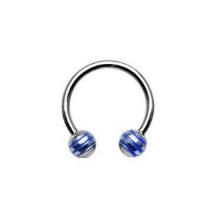 Piercing - podkova - modré proužky