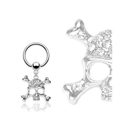 Piercing - kruh s ozdobnou lebkou 1,2 x 10 mm