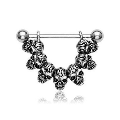 Piercing do bradavky - lebky
