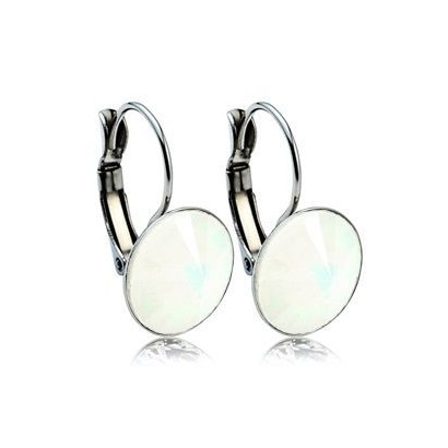 Ocelové náušnice - White Opal