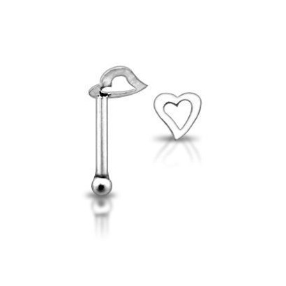 Stříbrný piercing do nosu - srdíčko