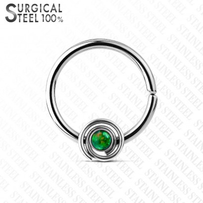 Piercing do nosu/ucha kruh, opál zelený