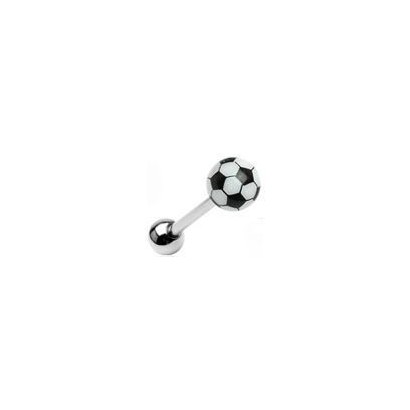 Piercing do jazyka - fotbalový míč, bílá barva