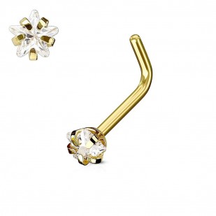 Zlacený piercing do nosu hvězdička, čirý kamínek