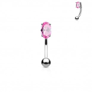 Piercing do obočí - zirkon, růžová barva