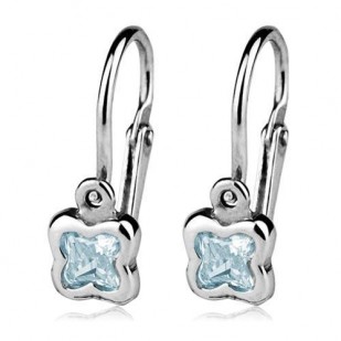 Dětské náušnice stříbrné - kytičky, Aquamarine