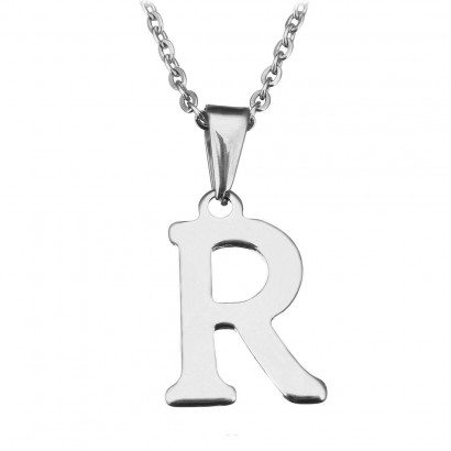 Ocelový řetízek s přívěskem iniciála ”R”