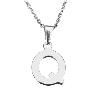 Ocelový řetízek s přívěskem iniciála ”Q”