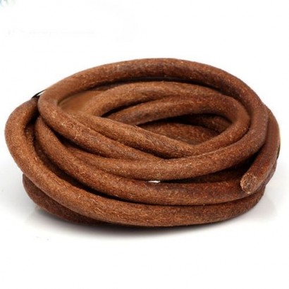 Kožená šňůrka kulatá přírodní hnědá, tl. 6 mm