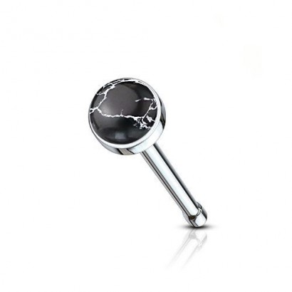 Piercing do nosu - černý achát