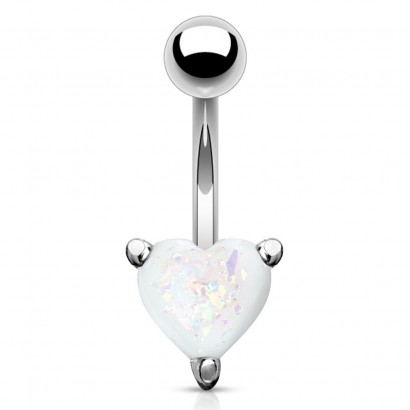 Piercing do pupíku srdíčko bílé
