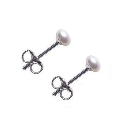 Náušnice chirurgická ocel - přírodní perly 4 mm