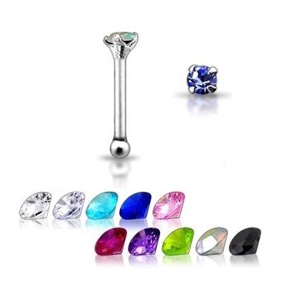 Stříbrný piercing do nosu - kamínek