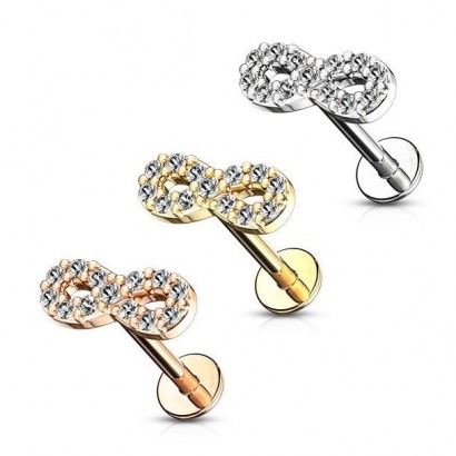 Piercing do brady - ležatá osmička 1,2 x 8 mm (růžové zlato)