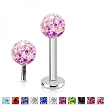 Piercing do brady labreta s krystaly Crystals from  SWAROVSKI®1,2 x 6 mm