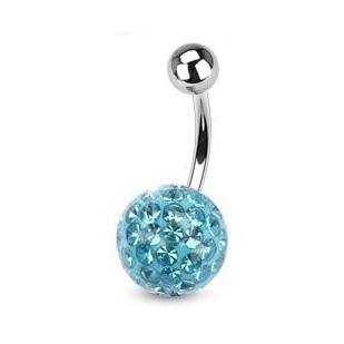 Piercing do pupíku s kamínky Crystals From Swarovski® AQUA