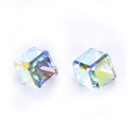 Stříbrné náušnice s kostkami Crystals from SWAROVSKI®, Crystal AB