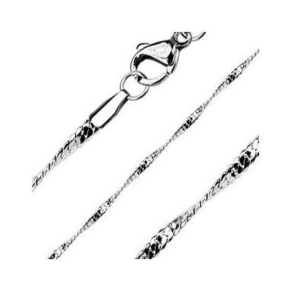 Ocelový řetízek plochý kroucený, tl. 1,5 mm, délka 55 cm