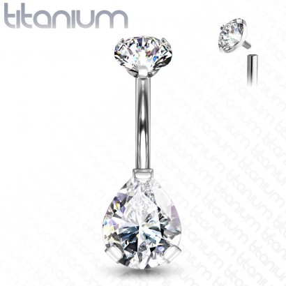 Piercing do pupíku kapka - TITAN (čirá)