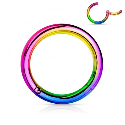 Piercing segment kruh - duhový (2,0 x 12 mm)