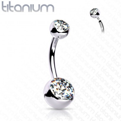 Piercing do pupíku vnitřní závit TITAN, 1,6 x 12 mm (čirá)